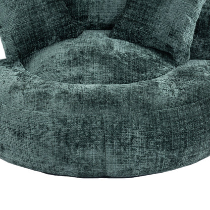 Chenille High Back Bean Bag Chair Couch With 3 Pillows, Indoor & Outdoor, Single Gaming Sofa For Bedroom - Emerald