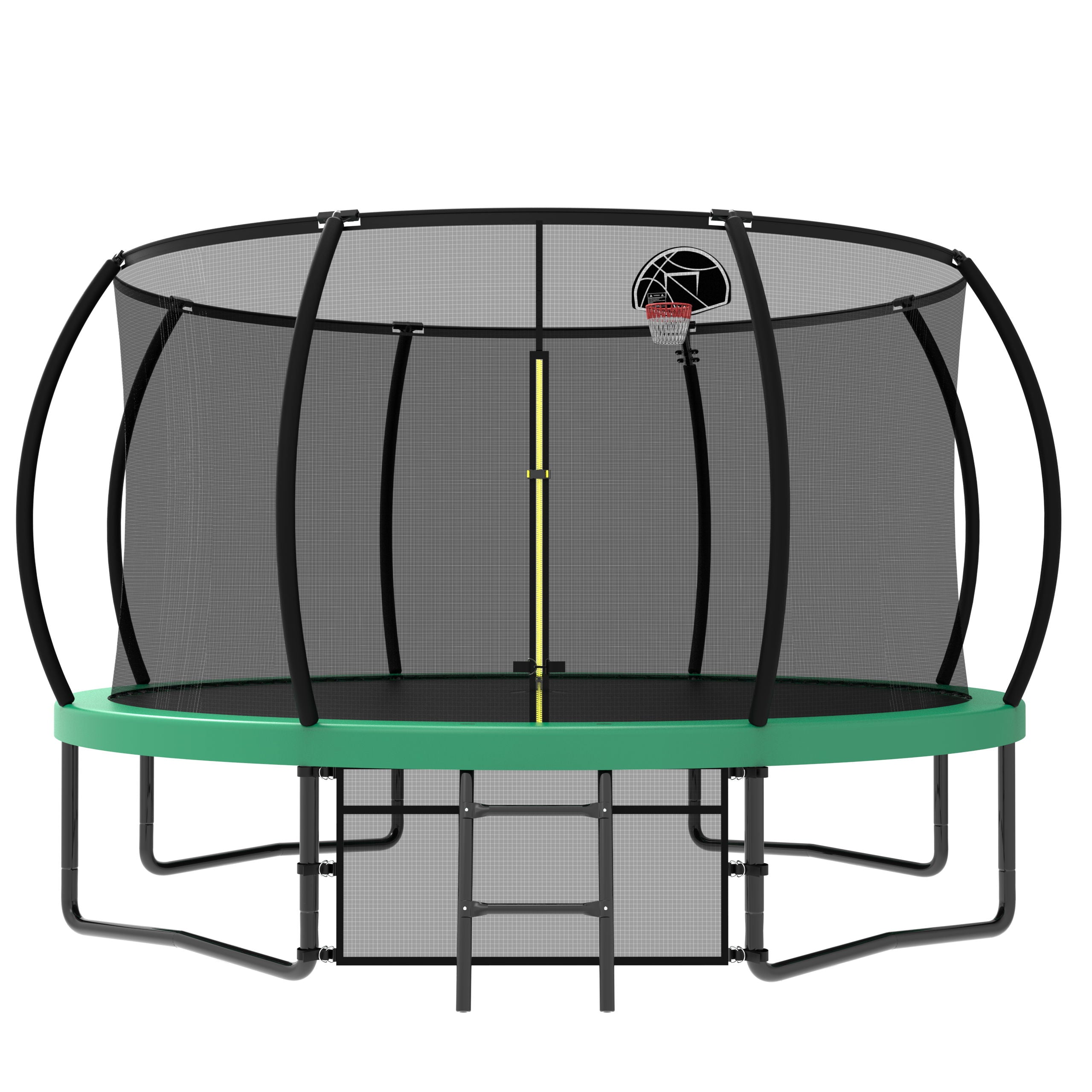 12Ft Recreational Kids Trampoline With Safety Enclosure Net & Ladder, Outdoor Recreational Trampolines - Green