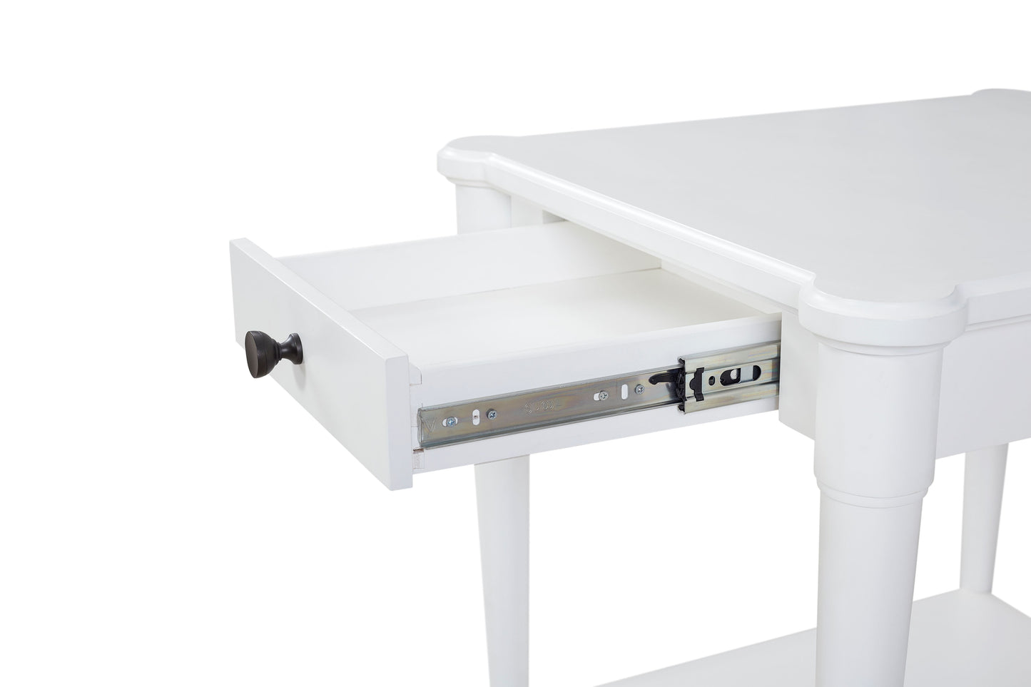 End Table With Storage Drawer - White