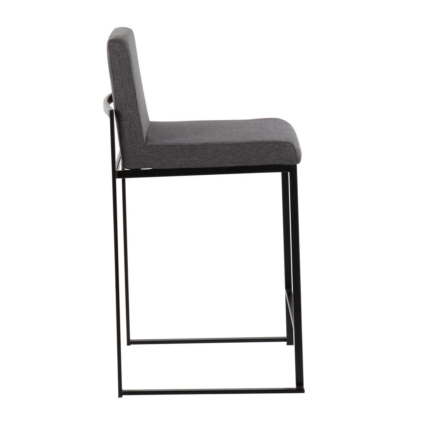 Fuji - Contemporary High Back Counter Stool (Set of 3) - Black / Charcoal