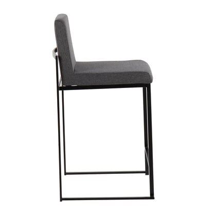 Fuji - Contemporary High Back Counter Stool (Set of 3) - Black / Charcoal