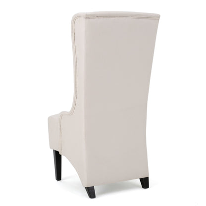Alight - Upholstered Dining Chair With High Back And Birch Wood Legs - Beige