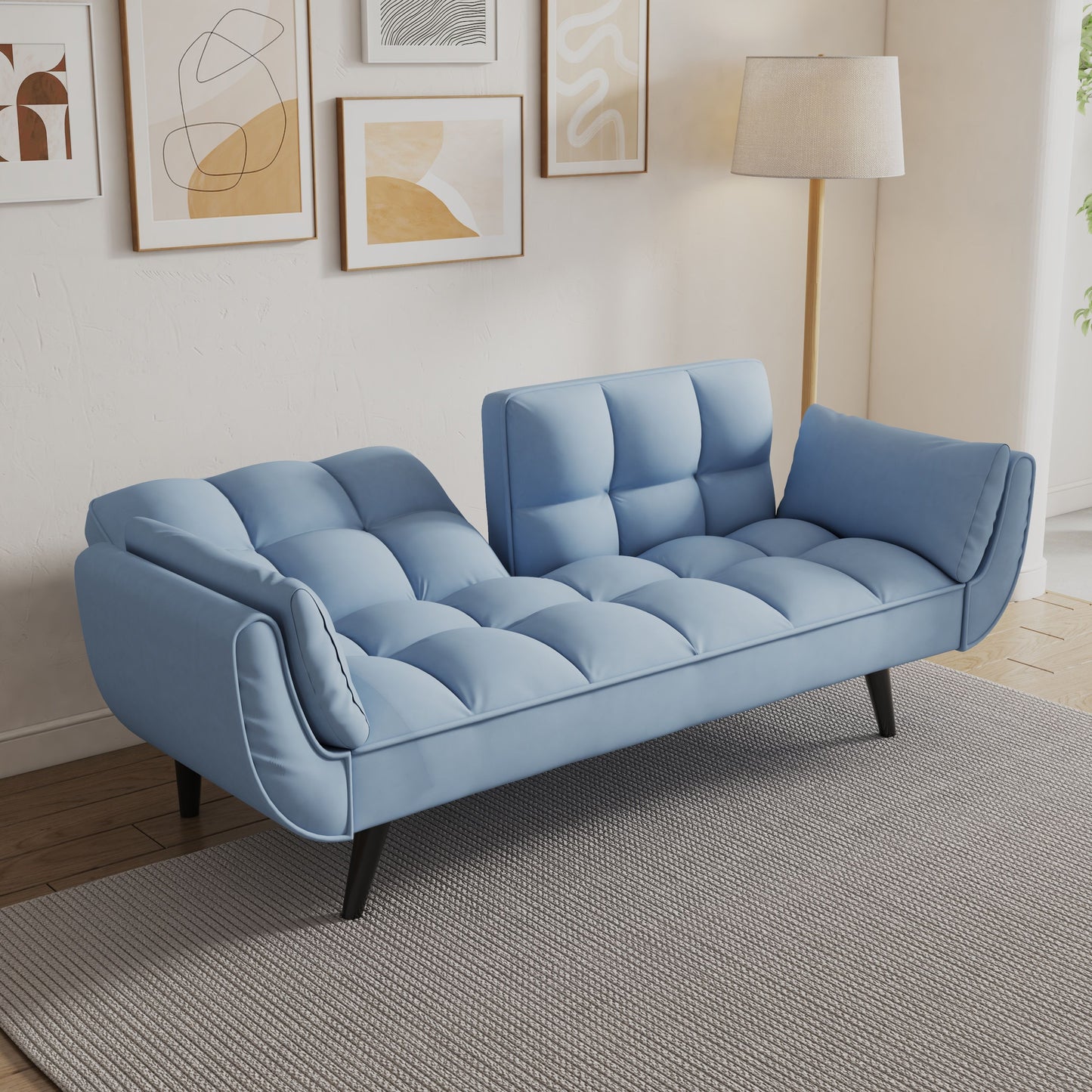 Sofa Soft Two Armrests Throw Pillow Pillow Comfortable Fit Apartment Bedroom Small Space - Antique Navy Blue