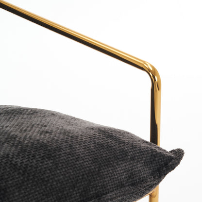 Upholstered Hanging Armchair With Arm Pocketsmetal Frame (Set of 2), Gold-Plated Craftsmanship, Crushed Foam Cushions And Skin-Friendly Woven Fabric For Living Room And Bedroom - Dark Gray