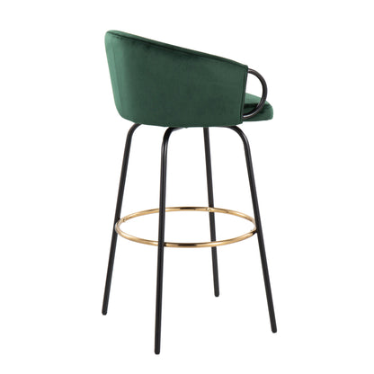 Claire - Contemporary / Glam Barstool With Footrest (Set of 2) - Black / Emerald Green