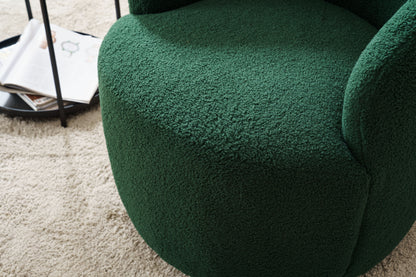 Teddy Fabric Swivel Accent Armchair Barrel Chair With Black Powder Coating Metal Ring - Dark Green