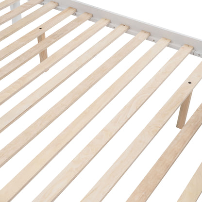 Twin Over Full Bunk Bed Stairway With Storage And Guard Rail For Bedroom - White