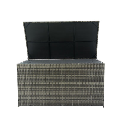 Outdoor Storage Box, 200 Gallon Wicker Patio Deck Boxes With Lid, Outdoor Cushion Storage For Kids Toys, Pillows, Towel - Gray