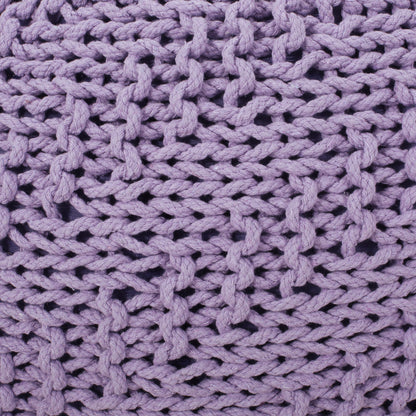 Bordeaux - Knitted Cotton Round Pouf Ottoman - Lavender