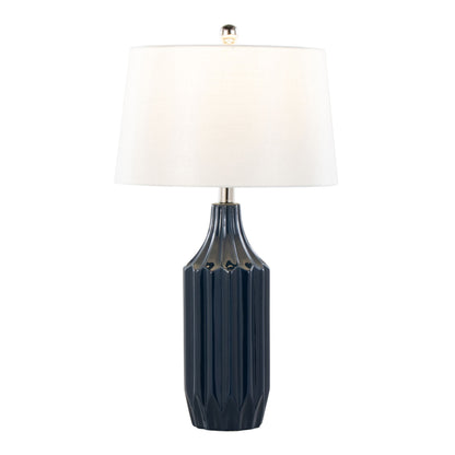 Stella - Contemporary Table Lamp - Gloss Dark Blue / White