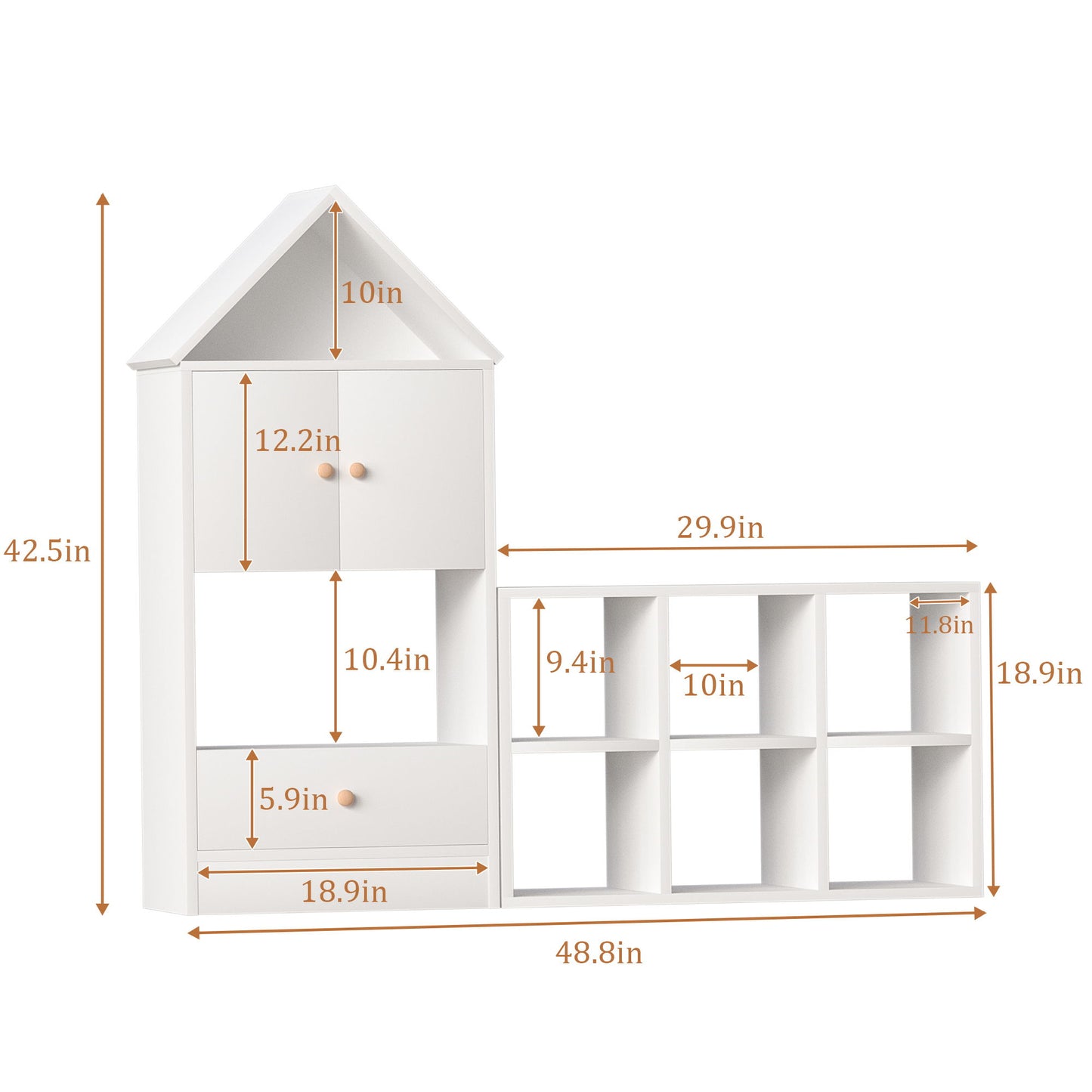 Versatile Kids Bookshelf With House-Shaped Design Multifunctional Storage, Durable - White