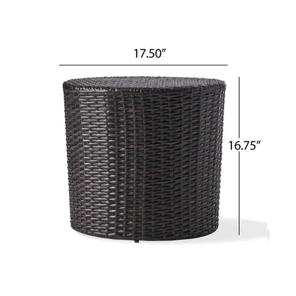 Barrel Side Table With Handcrafted Details - Brown