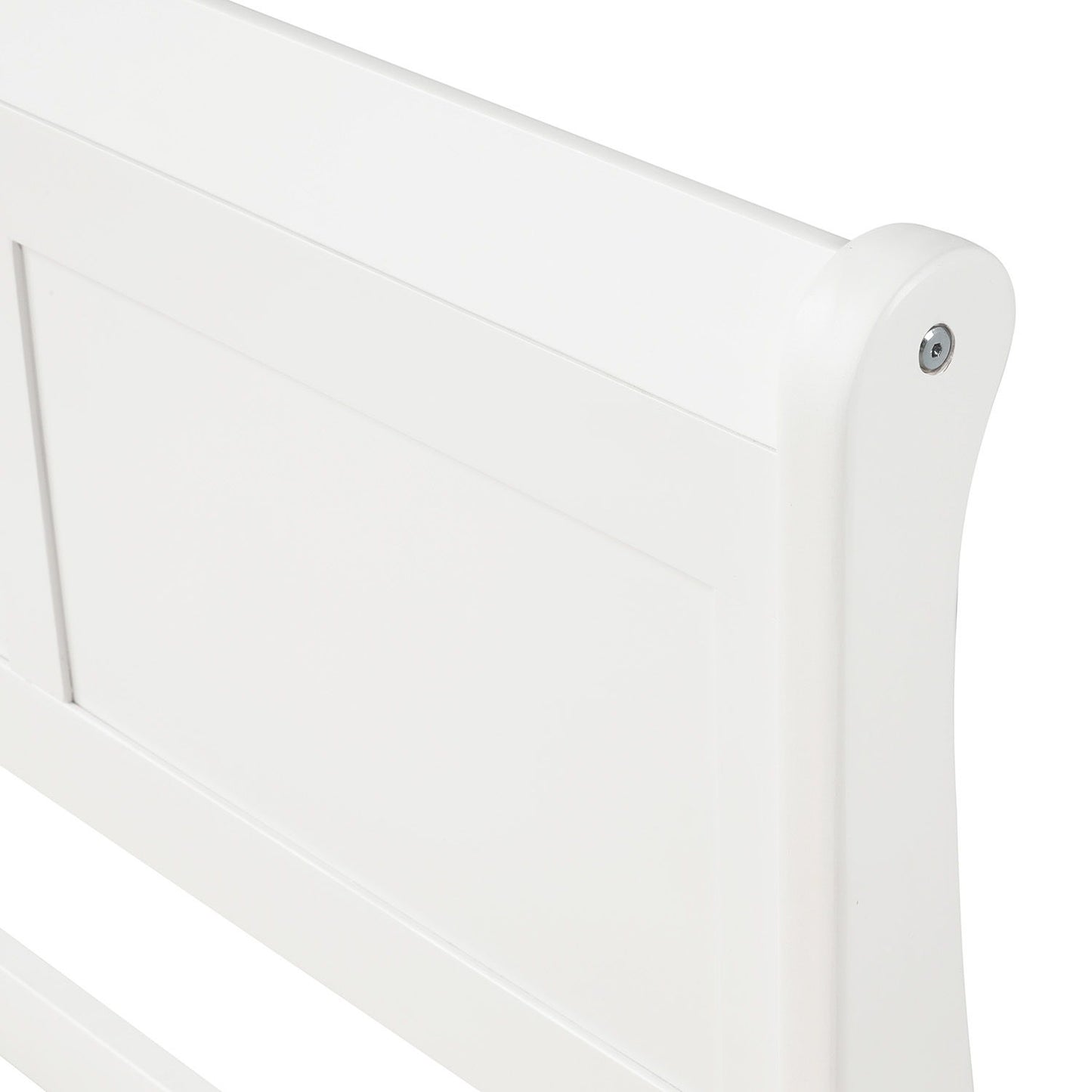 Twin Platform Bed Frame Mattress Foundation Sleigh Bed With Headboard, Footboard, Slat Support - White