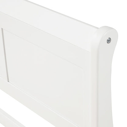 Twin Platform Bed Frame Mattress Foundation Sleigh Bed With Headboard, Footboard, Slat Support - White