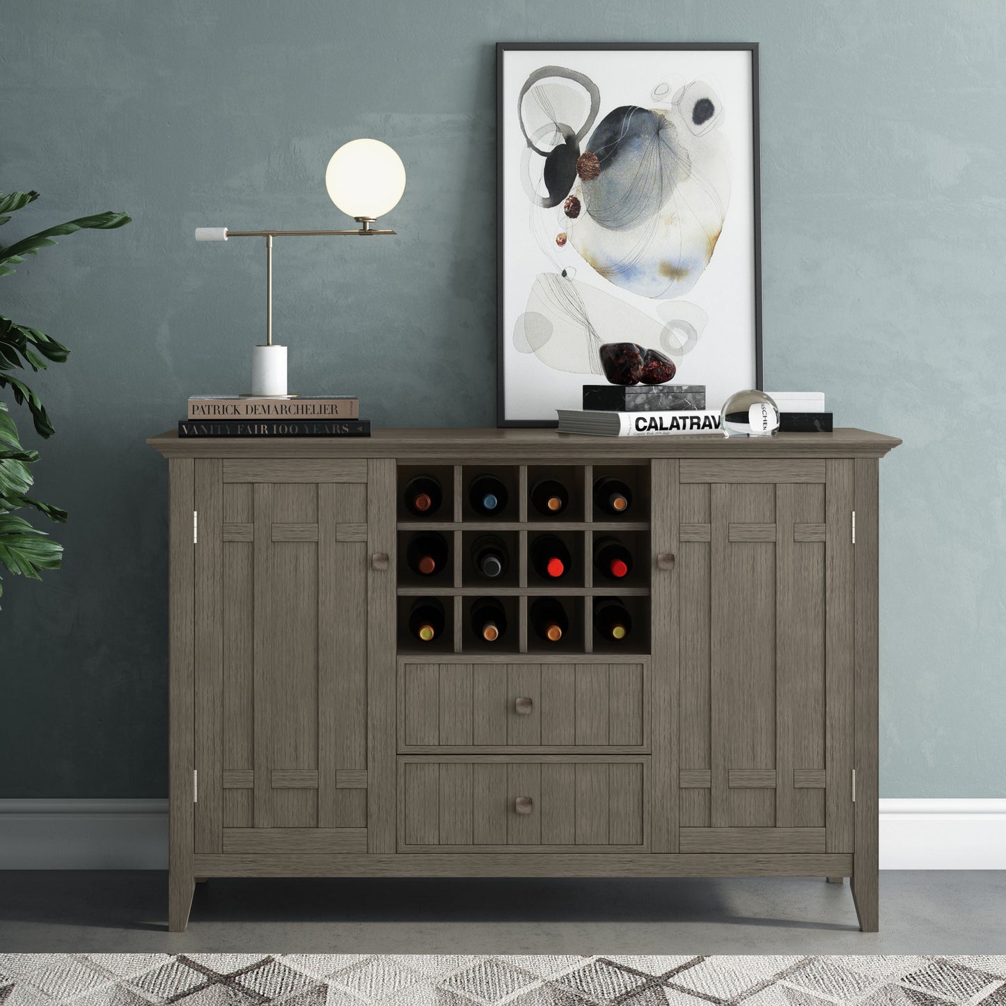 Bedford - Sideboard Buffet And Wine Rack - Farmhouse Gray