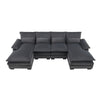 Modern U-Shaped Sectional Sofa With Waist Pillows, 6 Seat Upholstered Symmetrical Sofa Furniture, Sleeper Sofa Couch With Chaise Lounge - Gray