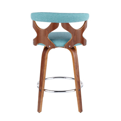 Gardenia - Mid-Century Modern Counter Stool (Set of 2) - Walnut / Teal