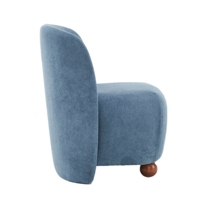 Modern Low Back Accent Chair, Upholstered Armless Living Room Chairs, Round Pine Wood Feet, For Small Living Spaces, Living Room - Blue