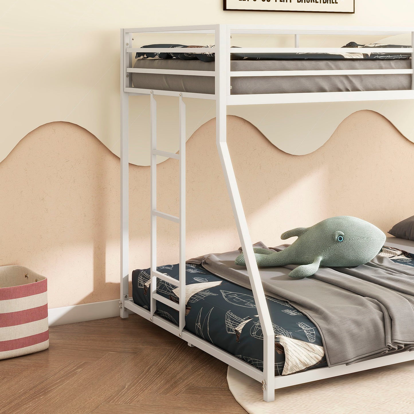 Adam - Twin Over Full Metal Bunk Bed - White