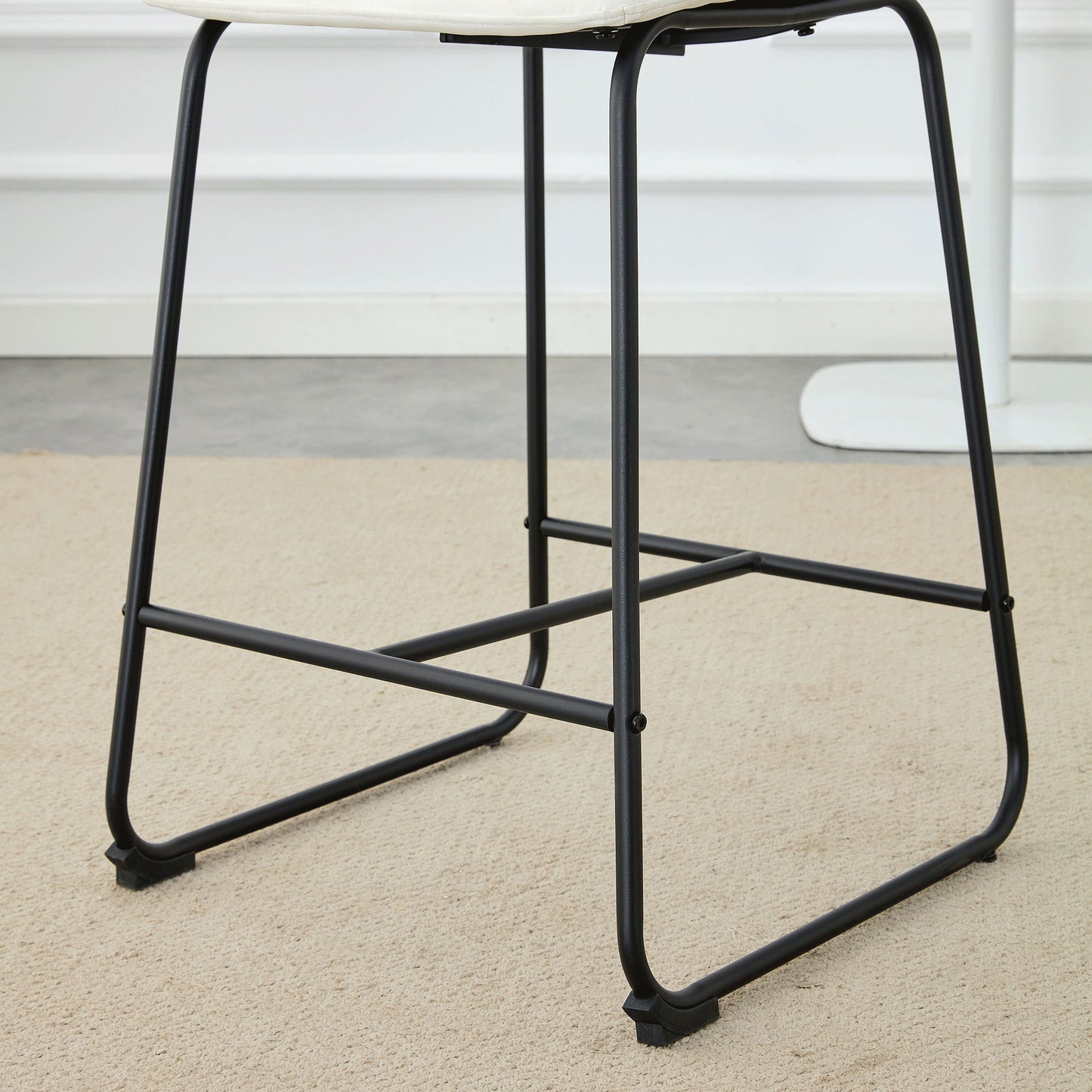(Set of 2) Modern Minimalist Style Material Bar Stools, Suitable For Kitchen, Bar And Modern Home Design - White