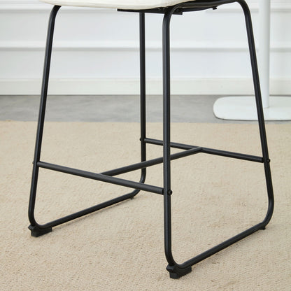 (Set of 2) Modern Minimalist Style Material Bar Stools, Suitable For Kitchen, Bar And Modern Home Design - White