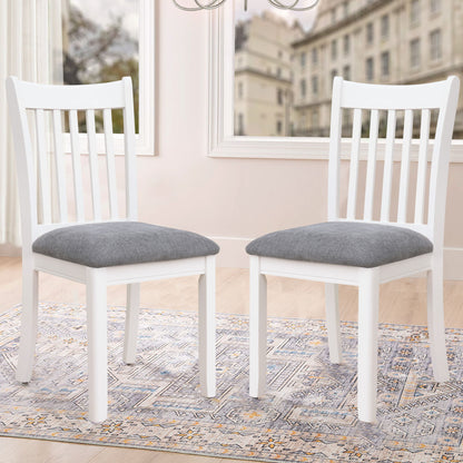 Dining Room Furniture (Set of 2) Chairs With Gray Cushioned Seats And Wooden Back - White - White