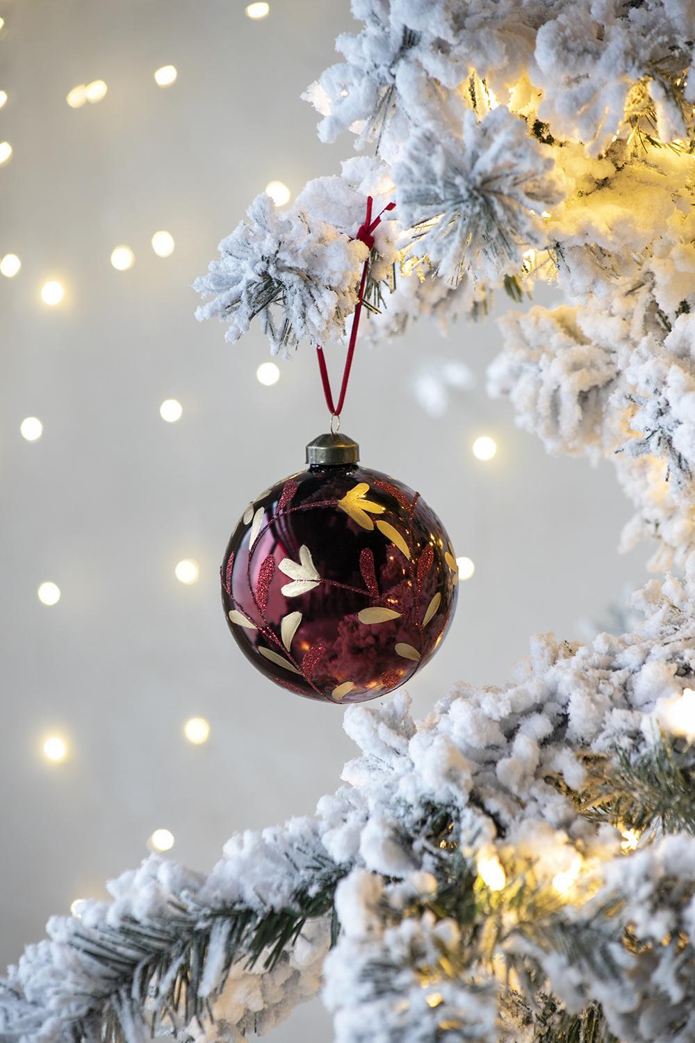 Christmas Ball Ornaments, Decorative Hanging Ball Christmas Tree Ornaments, For Holiday Party Decorations (Set of 6) - Red