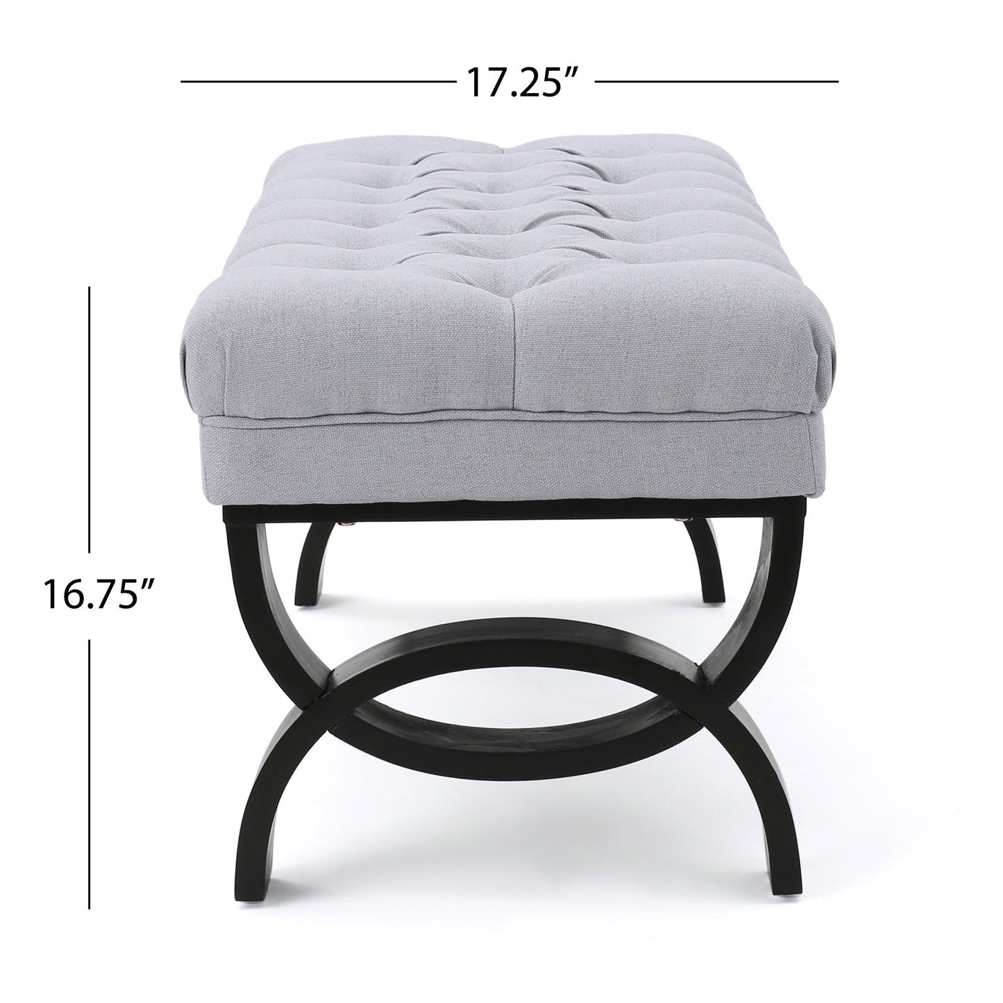 Hilton - Ottoman Bench With Classic Button Tufting - Light Gray