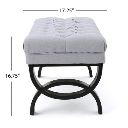 Hilton - Ottoman Bench With Classic Button Tufting - Light Gray