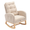 Accent Rocking Chair With Footrest High Back Rubber Wood Rocking Legs Bedroom Living Space - Beige