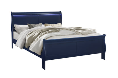 Charlston - King Bed With LED - Blue