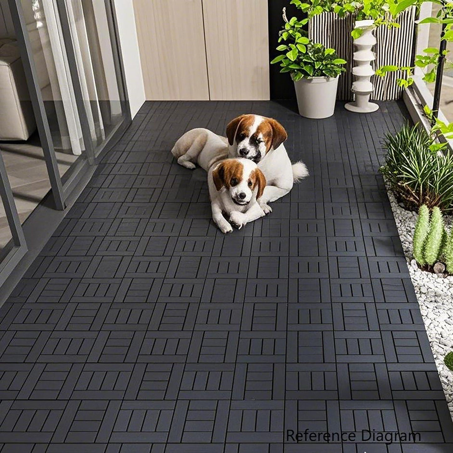 H Style Diy - Module Interlocking Patio Deck Tiles - Dark Gray