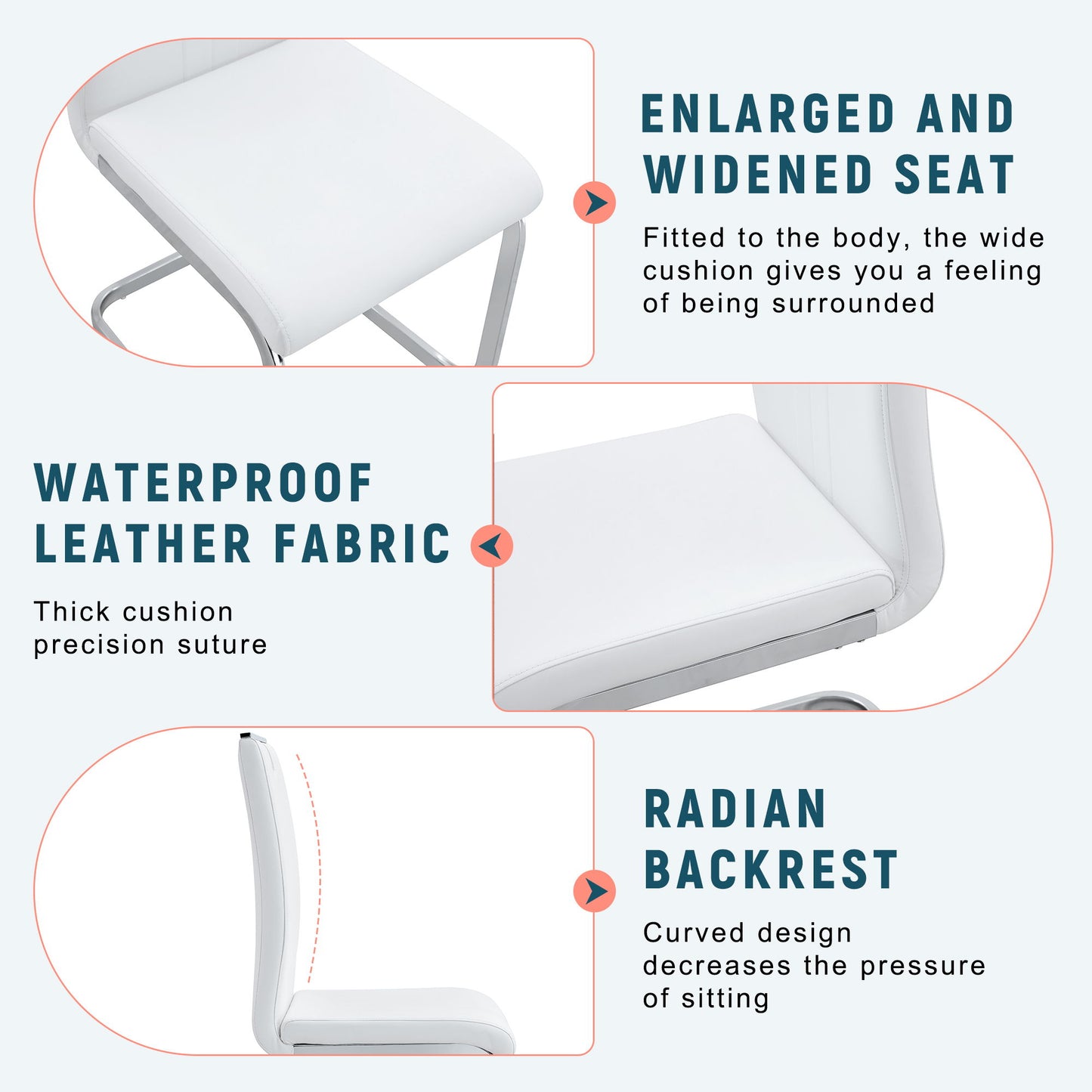 (Set of 4) Material Bow Shaped Chairs Adding Fashion To Minimalist And Contemporary Home Styles - White
