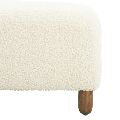 Elegant Ottoman Upholstered Footrest With Durable Polyester Blend And Solid Frame - White