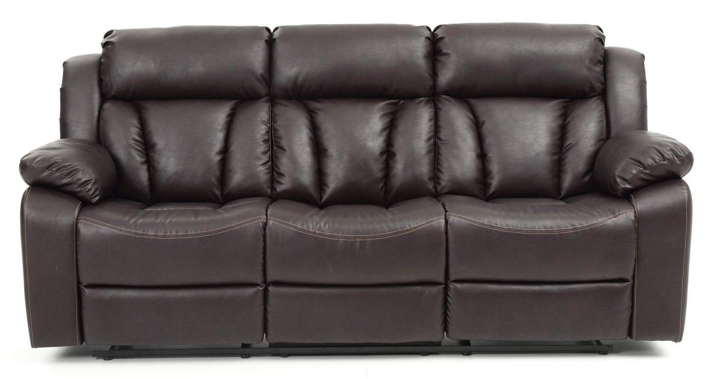 Comfortable Reclining Sofa - Dark Brown