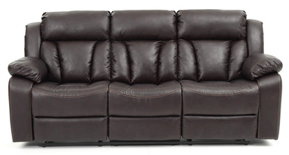 Comfortable Reclining Sofa - Dark Brown