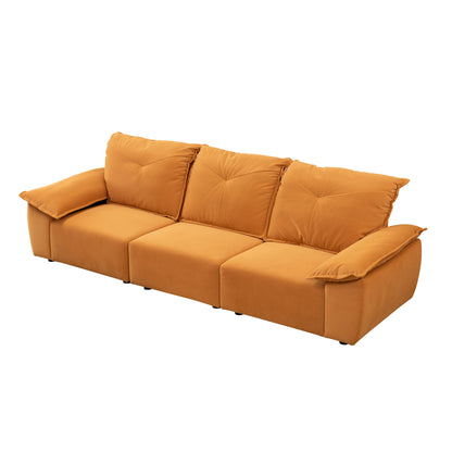 Contemporary Fabric Sofa With Removable Pillowcase And Backrest, Living Room Or Bedroom Use - Orange