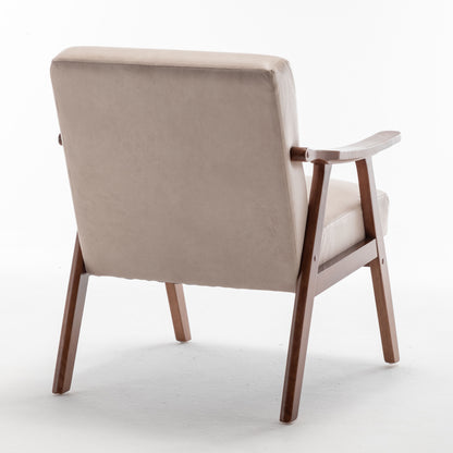 Mid Century Modern Wingback Accent Chair With Solid Wood Frame And Extra Thick Backrest - Lounge Chair For Living Room, Bedroom, Or Reading Room - Light Camel