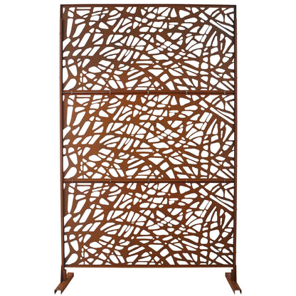 Outdoor & Indoor Privacy Screen Metal Privacy Screen, Freestanding Decorative Privacy Screen For Deck Balcony Patio - Rust Red