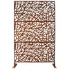 Outdoor & Indoor Privacy Screen Metal Privacy Screen, Freestanding Decorative Privacy Screen For Deck Balcony Patio - Rust Red