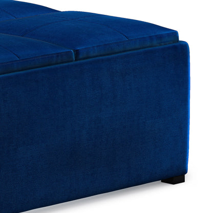 Avalon - Square Coffee Table Storage Ottoman - Blue