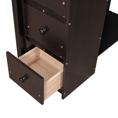 Twin Size Loft Bed With Storage Drawers, Desk And Stairs With Shelves - Espresso