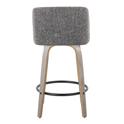 Toriano - Contemporary Fixed Height Counter Stool With Swivel & Round Footrest (Set of 2) - Light Gray