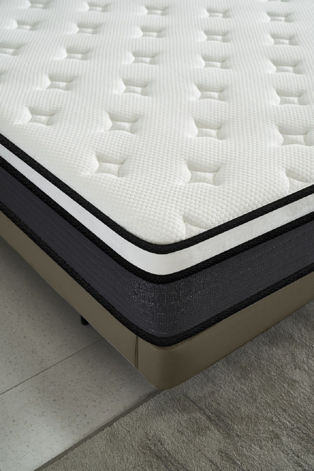 10" Queen Hybrid Mattress A Box, Pillow Top Bed Cushion With Breathable And Hypoallergenic Design, Medium Firm For Lumbar Support - White / Gray