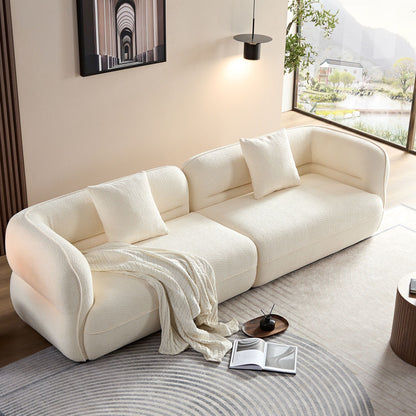 Sectional Sofa, Durable Fabric, Solid Wood Frame, High Density Sponge Filler - White