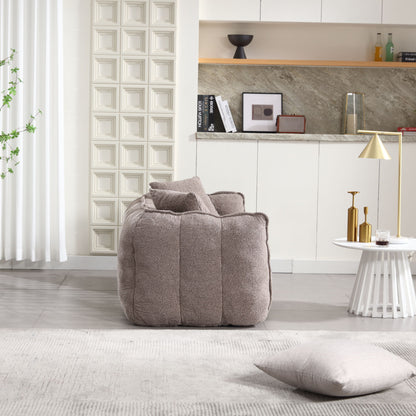 Soft Beanbag Chair With High Resilience Foam Core For Two People - Brown