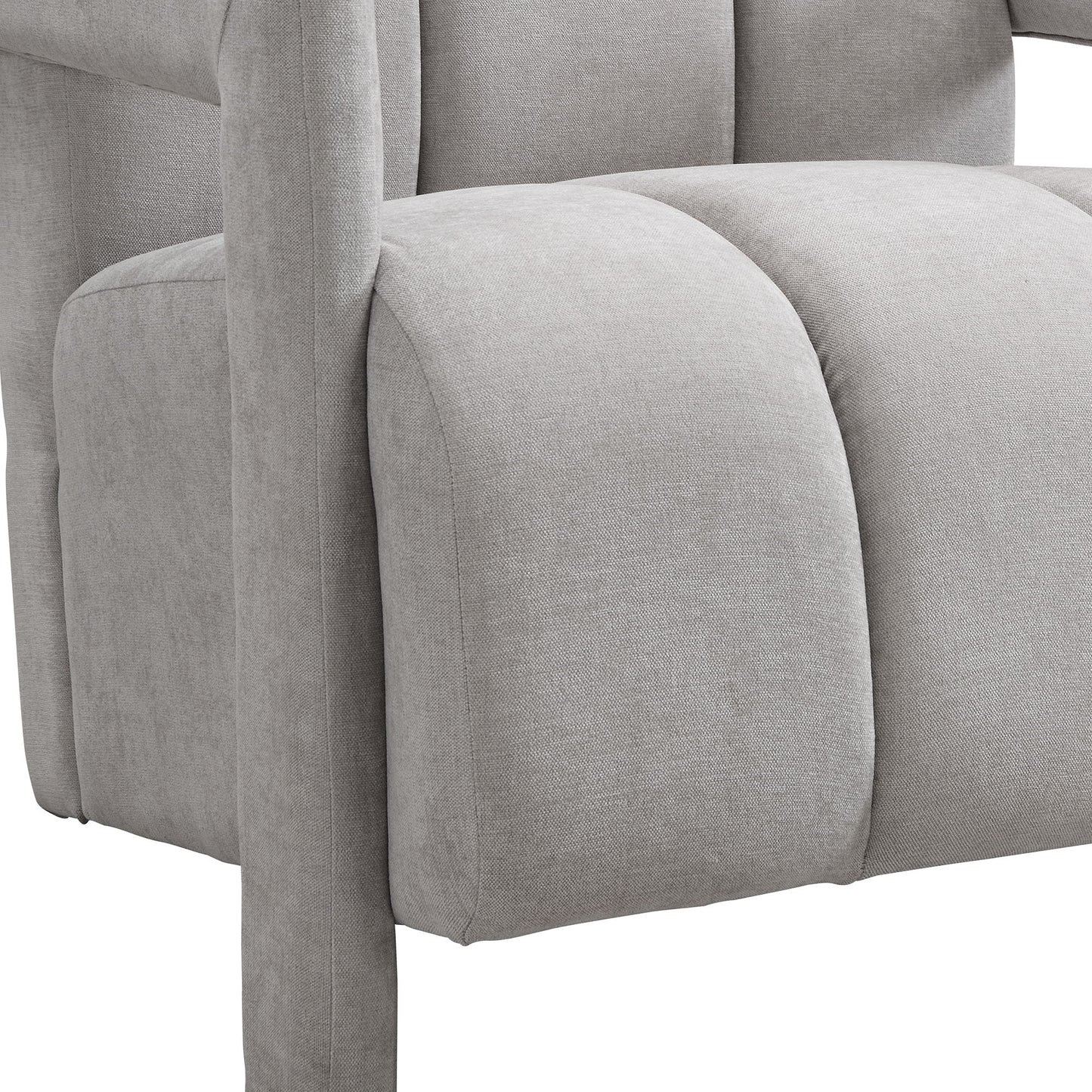Modern Minimalist Leisure Armchair With L Shaped Armrests For Living Room - Gray