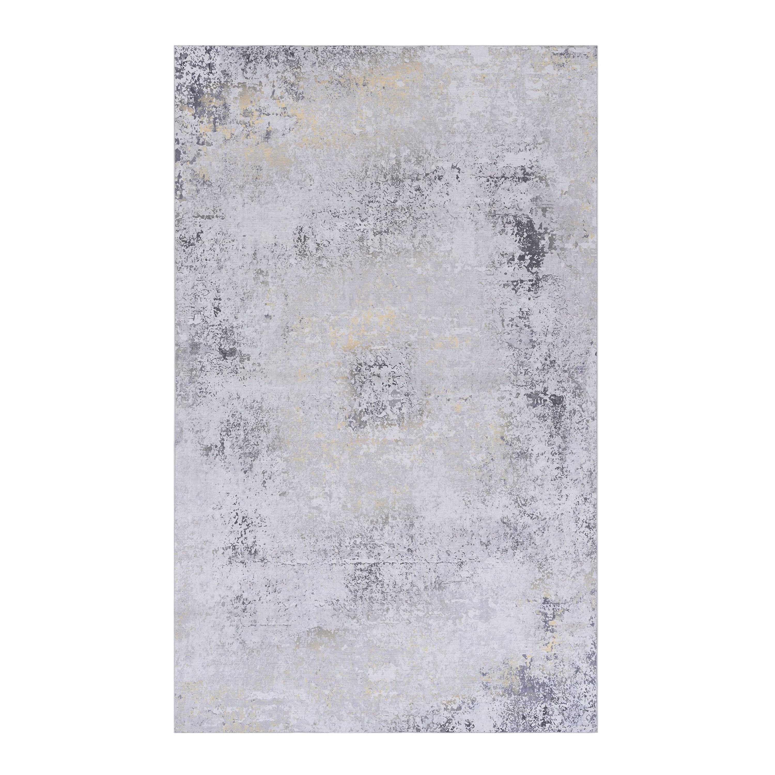 Maval - 5' X 8' Washable Area Rug - Gray / Gold