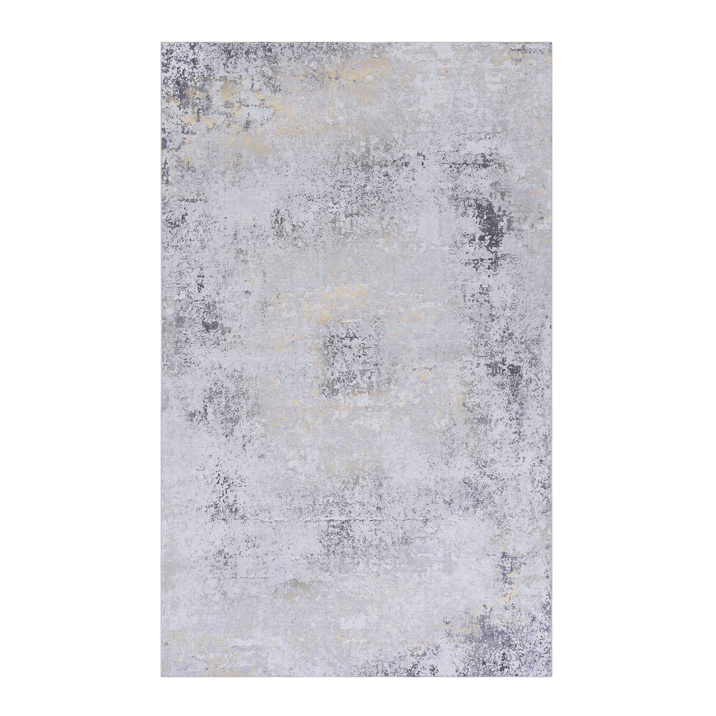 Maval - 5' X 8' Washable Area Rug - Gray / Gold