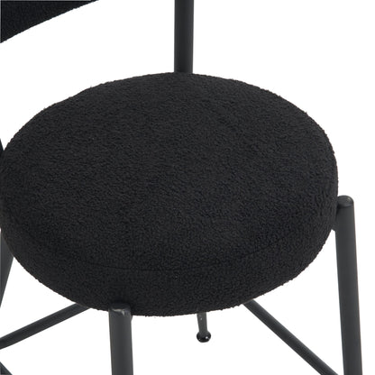 Modern Teddy Fabric Upholstered Bar Stools (Set of 4) - Black